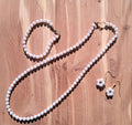 White pearl with gold beaded jewlery set
