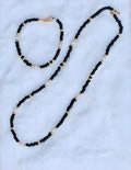 boh black and pearl necklace and bracelet set