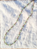 boho brass and green necklace
